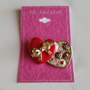 Charter Club Holiday Lane Gold-Tone Pave Chocolate Heart Box Pin